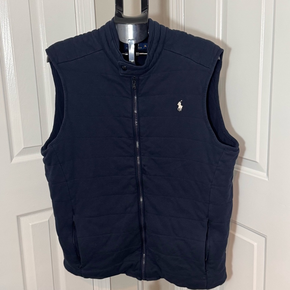 Polo Ralph Lauren Mens XL Navy Quilted Puffer Vest Full Zip Pony Logo